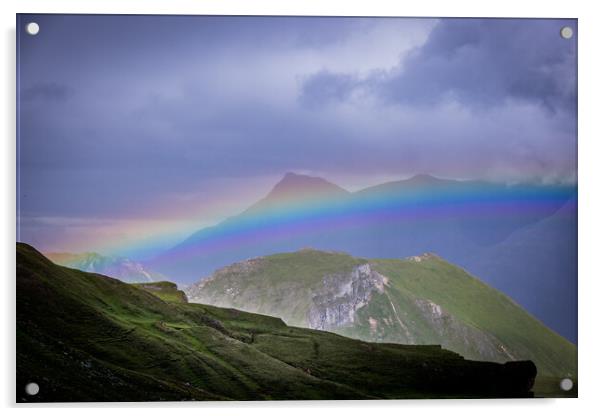 Rainbow over Grossglockner High Alpine Road in Austria Acrylic by Erik Lattwein