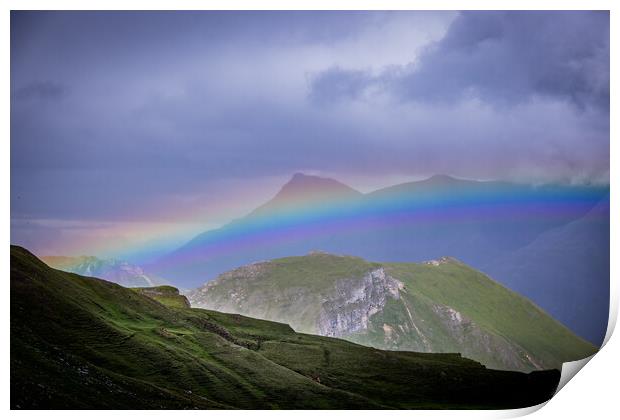 Rainbow over Grossglockner High Alpine Road in Austria Print by Erik Lattwein