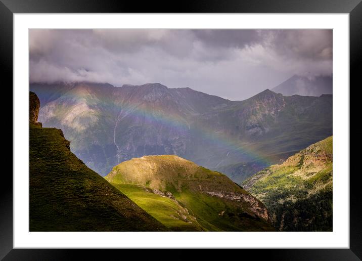 Rainbow over the Grossglockner High Alpine Road in Austria Framed Mounted Print by Erik Lattwein