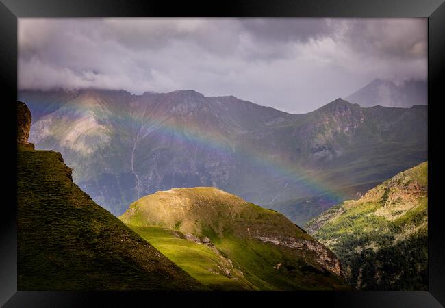 Rainbow over the Grossglockner High Alpine Road in Austria Framed Print by Erik Lattwein