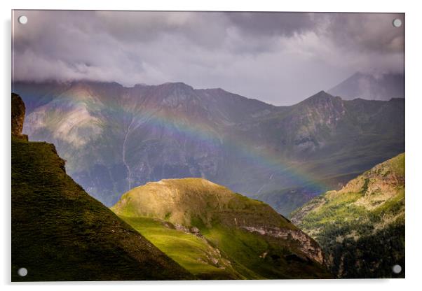 Rainbow over the Grossglockner High Alpine Road in Austria Acrylic by Erik Lattwein