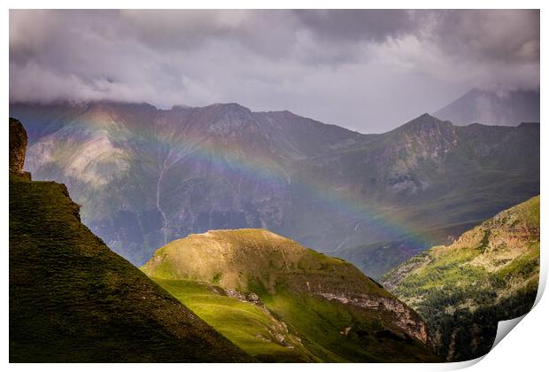 Rainbow over the Grossglockner High Alpine Road in Austria Print by Erik Lattwein