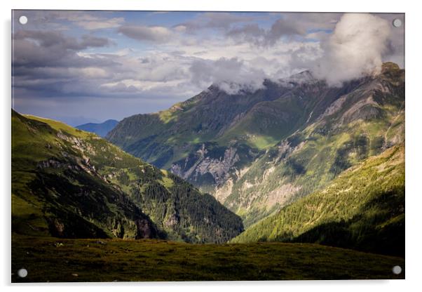 Wonderful wide angle view over Grossglockner High Alpine Road in Austria Acrylic by Erik Lattwein