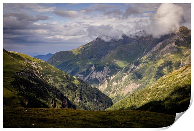 Wonderful wide angle view over Grossglockner High Alpine Road in Austria Print by Erik Lattwein