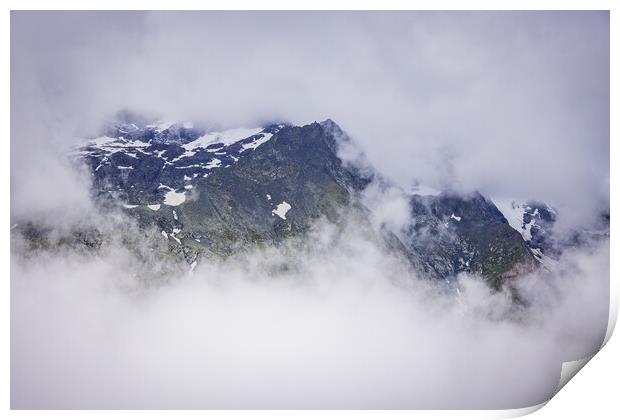 Clouds at Grossglockner Mountain Road in Austria Print by Erik Lattwein