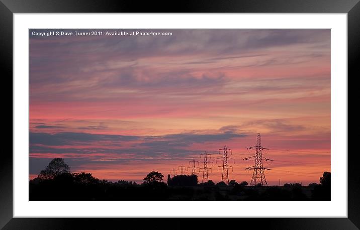 Pylons at Sunset, Norfolk Framed Mounted Print by Dave Turner