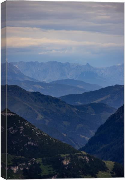 View from Grossglockner High Alpine Road in Austria over the mountains Canvas Print by Erik Lattwein