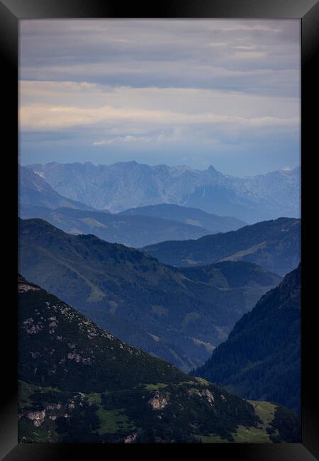 View from Grossglockner High Alpine Road in Austria over the mountains Framed Print by Erik Lattwein
