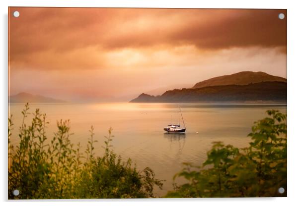 Sunset on a western sea loch Acrylic by Steve Taylor