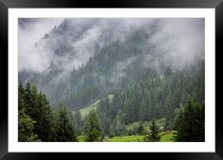 Fog in the Austrian Alps on a misty day Framed Mounted Print by Erik Lattwein