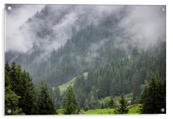 Fog in the Austrian Alps on a misty day Acrylic by Erik Lattwein