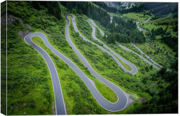 The bending road of Silvretta High Alpine Road in Austria Montafon Canvas Print by Erik Lattwein