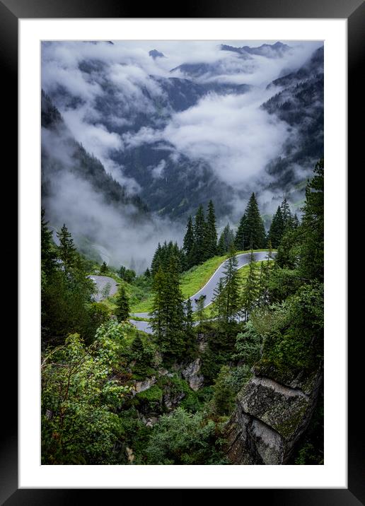 Beautiful view over the mountains and fir trees in the Austrian Alps Framed Mounted Print by Erik Lattwein