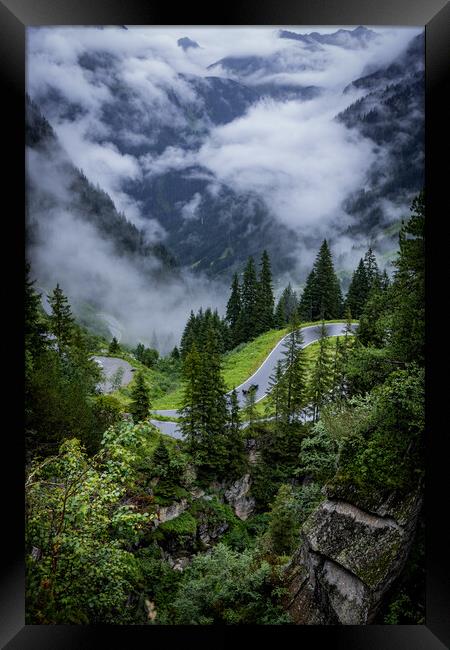 Beautiful view over the mountains and fir trees in the Austrian Alps Framed Print by Erik Lattwein