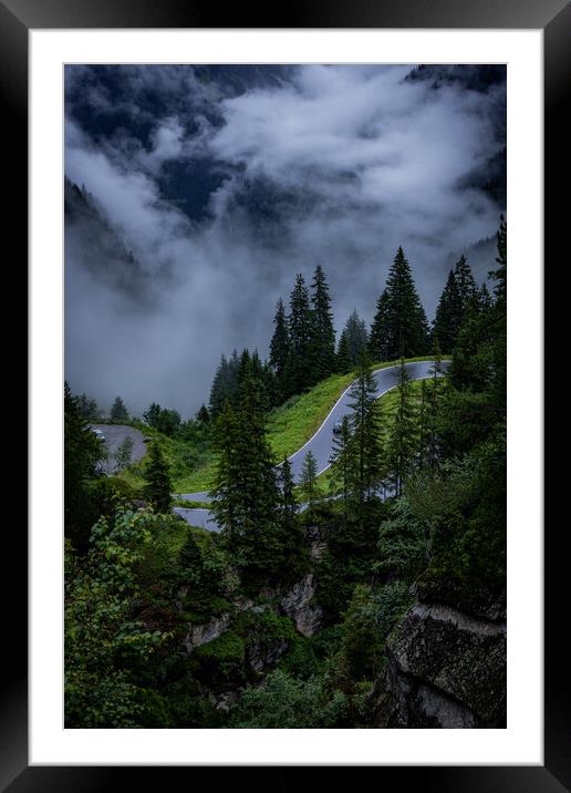 Deep clouds over the fir trees in the Austrian Alps - Vorarlberg region Framed Mounted Print by Erik Lattwein