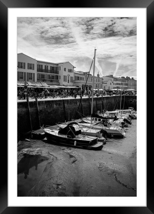 View on the harbor of Saint-Martin-de-Ré in black  Framed Mounted Print by youri Mahieu