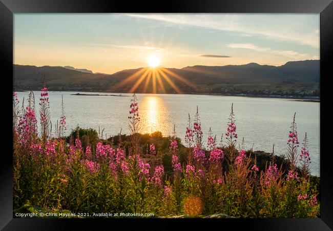 Sunset over Loch Carron Framed Print by Chris Haynes