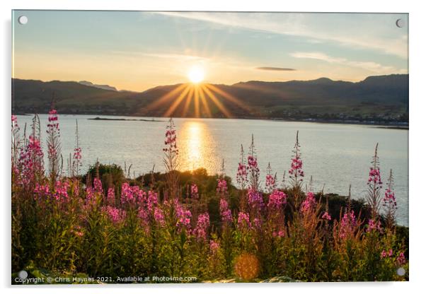 Sunset over Loch Carron Acrylic by Chris Haynes