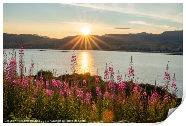 Sunset over Loch Carron Print by Chris Haynes