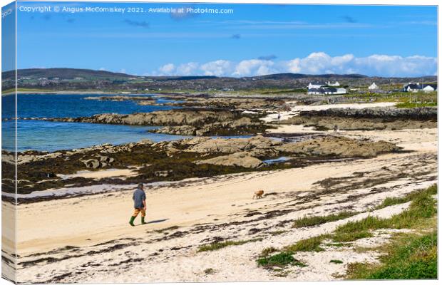 Sandy beach at Mannin Bay, County Galway, Ireland Canvas Print by Angus McComiskey