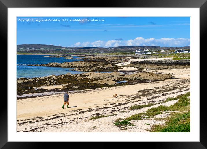 Sandy beach at Mannin Bay, County Galway, Ireland Framed Mounted Print by Angus McComiskey