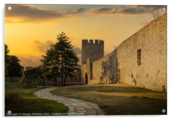 Fortress Kalemegdan on a sunset time. Belgrade, Serbia Acrylic by Sergey Fedoskin