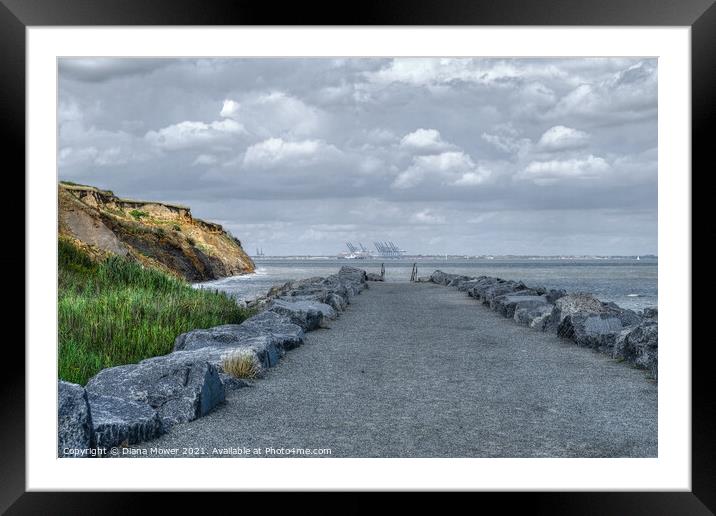 Walton on the Naze cliffs and Crag Walk Framed Mounted Print by Diana Mower