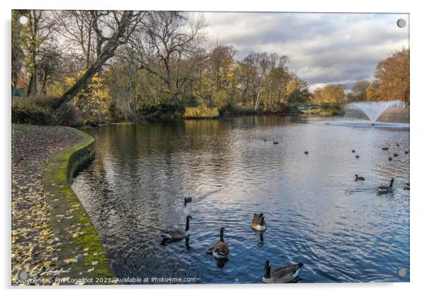 Newsham Park Lake Liverpool  Acrylic by Phil Longfoot