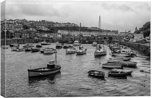 Porthleven Harbour Cornwall with fishing boats Canvas Print by kathy white