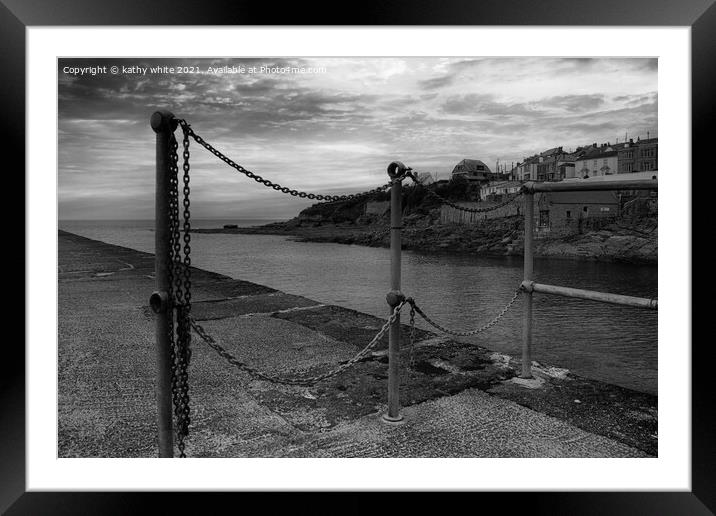  Porthleven Pier  Framed Mounted Print by kathy white