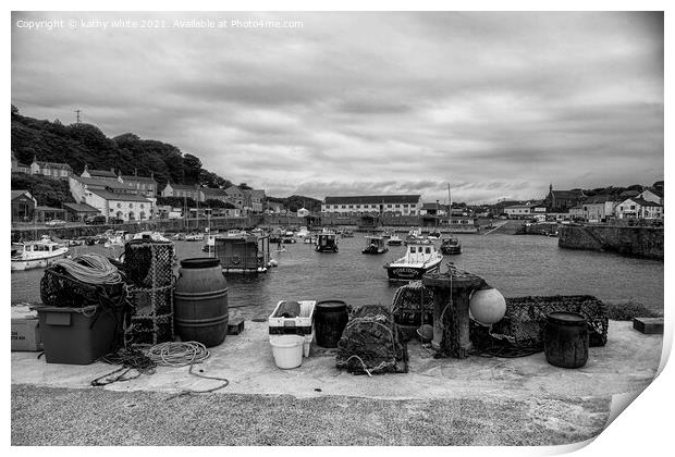 Porthleven Harbour Cornwall Print by kathy white