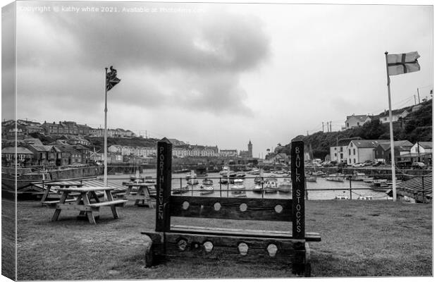Porthleven Harbour Cornwall,stocks Canvas Print by kathy white