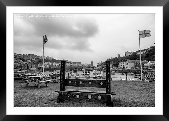 Porthleven Harbour Cornwall,stocks Framed Mounted Print by kathy white