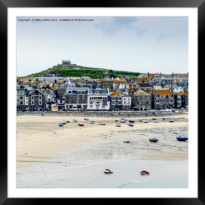 St. Ives bay  Cornwall uk, Framed Mounted Print by kathy white