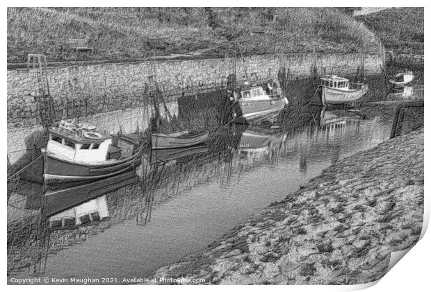 Boats At Seaton Sluice Print by Kevin Maughan