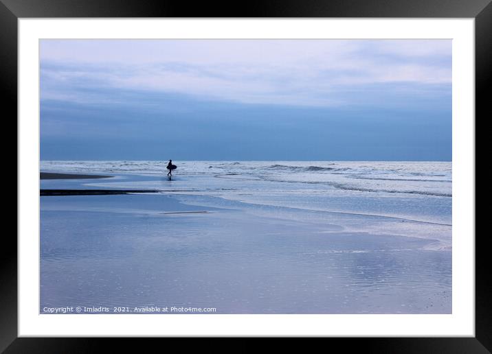 Minimalist Surfer on Pastel Sea Framed Mounted Print by Imladris 
