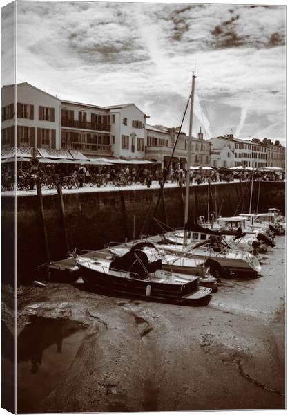 View on the harbor of Saint-Martin-de-Ré in sepia Canvas Print by youri Mahieu