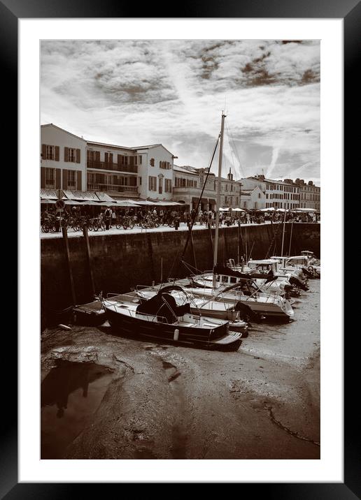 View on the harbor of Saint-Martin-de-Ré in sepia Framed Mounted Print by youri Mahieu