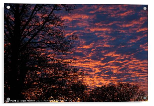 Fiery Winter Sunset Acrylic by Roger Mechan