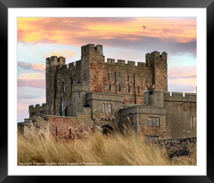 Bamburgh Castle From The Beach Framed Mounted Print by Kevin Maughan