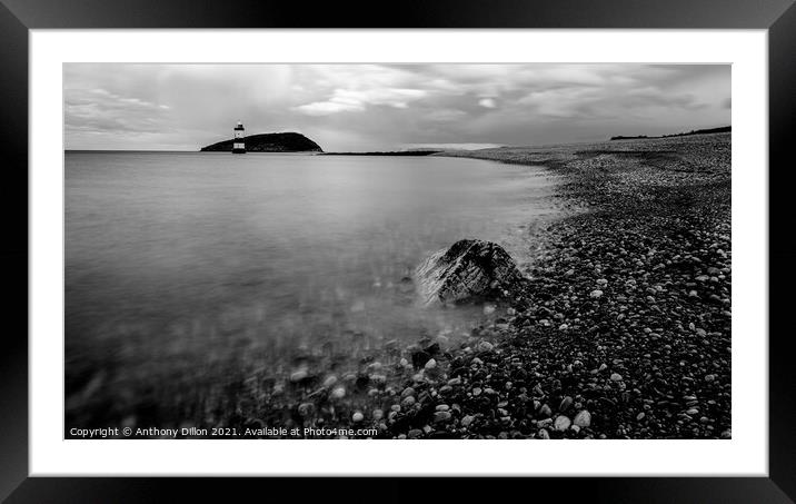 Lighthouse in Mono Framed Mounted Print by Anthony Dillon