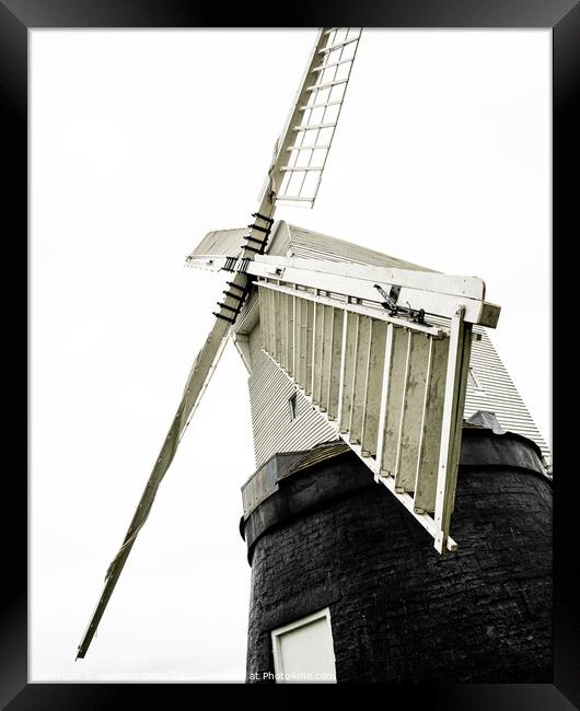 Windmill Sails in Mono Framed Print by Anthony Dillon