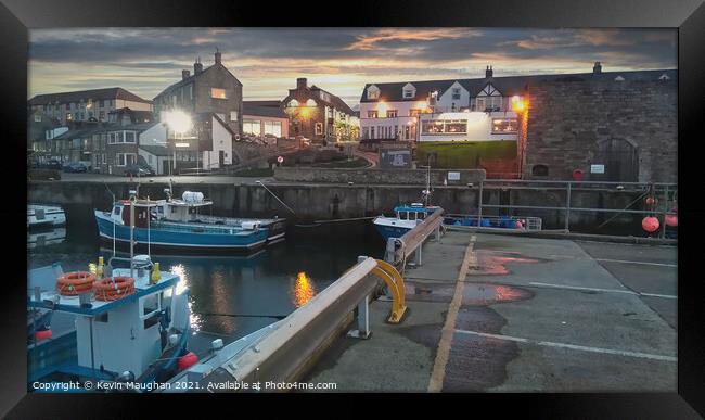 Seahouses Harbour At Night Framed Print by Kevin Maughan