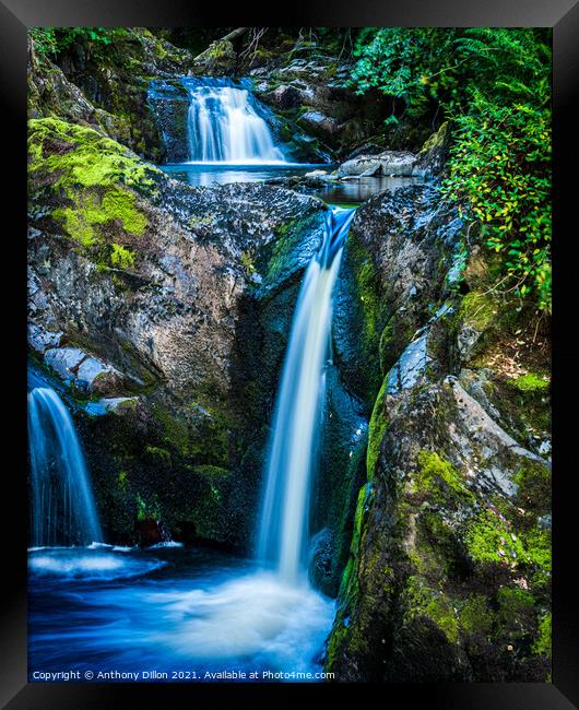Double Waterfall  Framed Print by Anthony Dillon