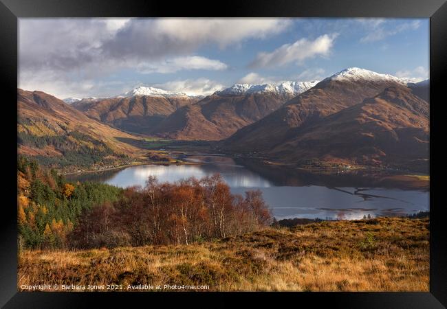 Majestic Winter Views: Loch Duich from Mam Ratagan Framed Print by Barbara Jones