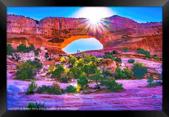 Wilson Arch Sun Rock Canyon Moab Utah  Framed Print by William Perry