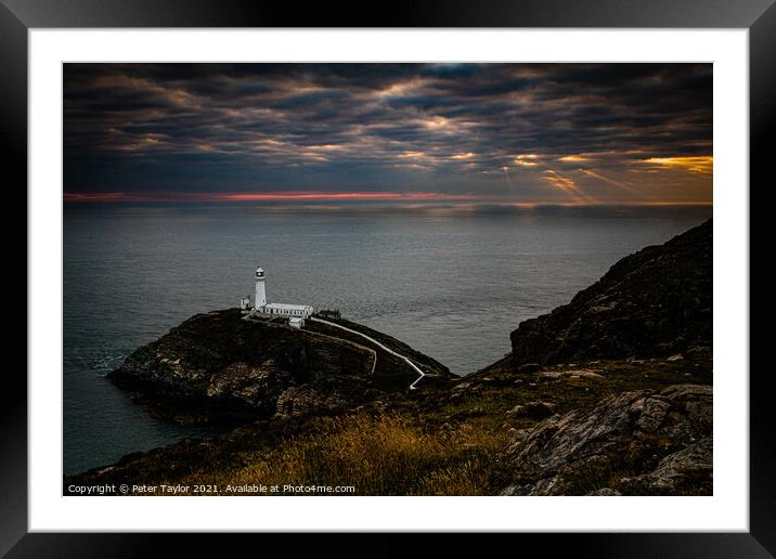 South Stack Lighthouse at Sunset Framed Mounted Print by Peter Taylor