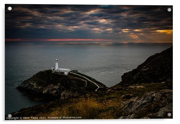 South Stack Lighthouse at Sunset Acrylic by Peter Taylor