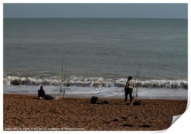 Beach Fishing in Hastings. Print by Mark Ward