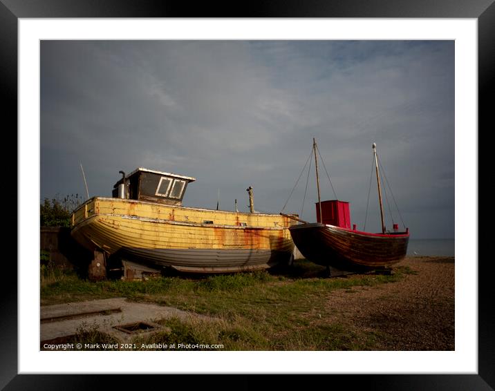 Retired Fishing Boats at the Stade Hastings. Framed Mounted Print by Mark Ward